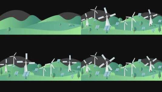 卡通风力发电机风车太阳能动画【透明背景】高清在线视频素材下载