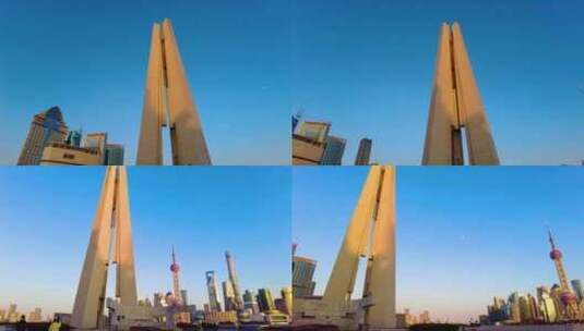 上海外滩上海市人民英雄纪念塔风景视频素材高清在线视频素材下载