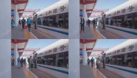 临沧高铁站乘客上高铁延时高清在线视频素材下载