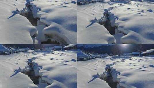 新疆白哈巴村雪景高清在线视频素材下载