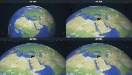 叙利亚地图来自地球高清在线视频素材下载