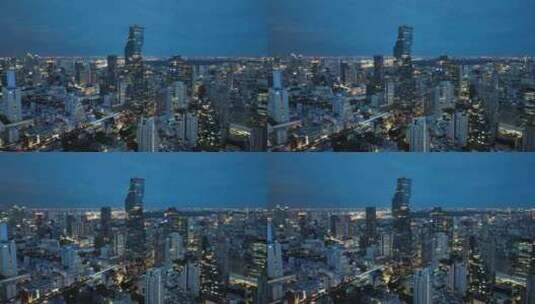 航拍泰国曼谷像素大厦城市高楼建筑夜景风光高清在线视频素材下载