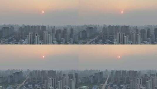 夕阳下的城市高清在线视频素材下载