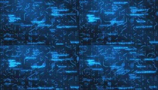 蓝色电路矩阵：带有数字线条、霓虹灯和人工高清在线视频素材下载