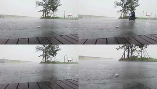 杭州钱塘江下暴雨实拍特写空镜头高清在线视频素材下载