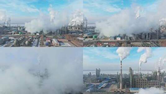 航拍大庆市石油化工厂高清在线视频素材下载