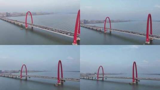 航拍甩尾之江大桥高清在线视频素材下载