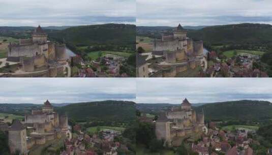 无人机飞越多尔多涅城堡3高清在线视频素材下载