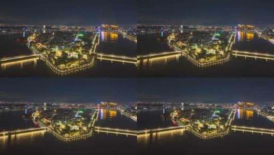 潮州凤凰洲韩江大桥夜景航拍延时高清在线视频素材下载