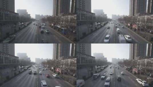 西安市碑林区天桥车辆行人街拍下穿车道高清在线视频素材下载