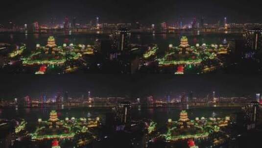 江西南昌滕王阁景区夜景航拍高清在线视频素材下载