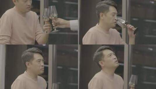 男人 喝酒 喝香槟 聊天 碰杯高清在线视频素材下载