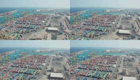 带集装箱的工业港口鸟瞰图高清在线视频素材下载