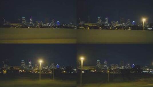 城市道路两边夜间的景象高清在线视频素材下载