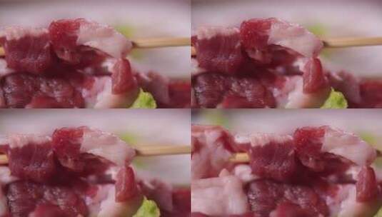 烤串烧烤生羊肉串 (4)高清在线视频素材下载