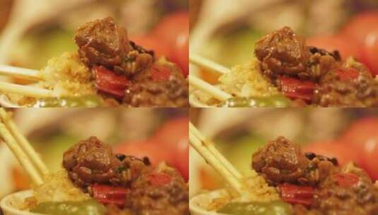 美食黄焖鸡米饭 (14)高清在线视频素材下载