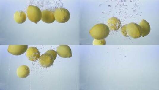 柠檬入水饮料广告慢动作高清在线视频素材下载