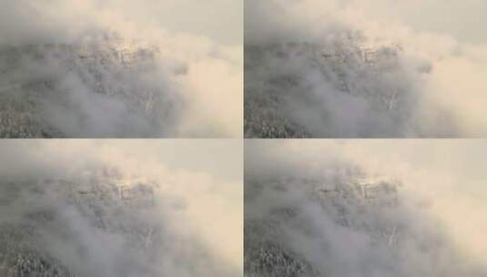 航拍四川瓦屋山雪景雾凇云海震撼高清在线视频素材下载