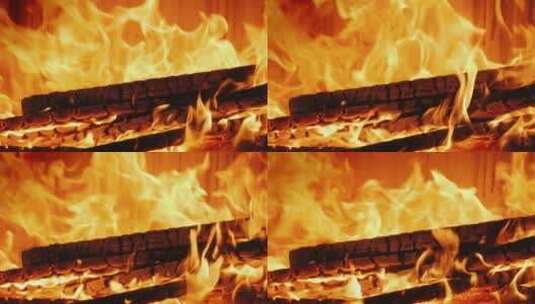 现代壁炉里燃烧着美丽的火焰高清在线视频素材下载