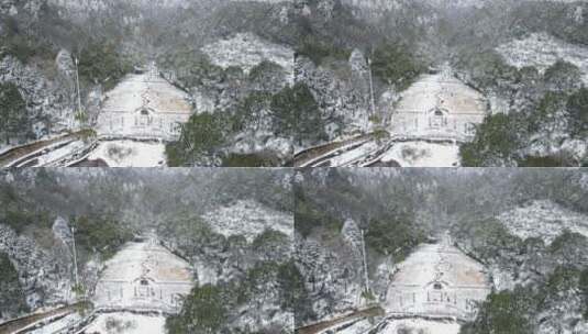 航拍冬天雪景树林树枝高清在线视频素材下载