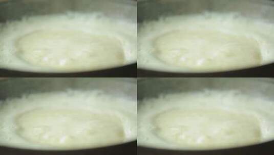 大铁锅熬豆浆高清在线视频素材下载