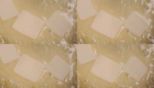 平底锅融化黄油块高清在线视频素材下载