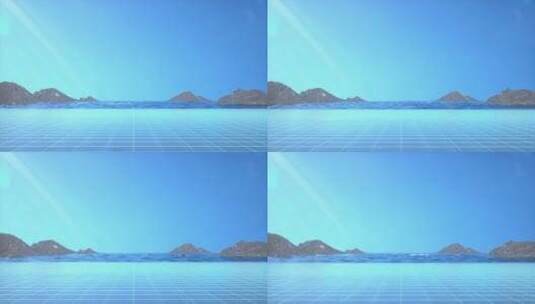 3D渲染抽象线条网格科技通讯海洋蓝天背景高清在线视频素材下载