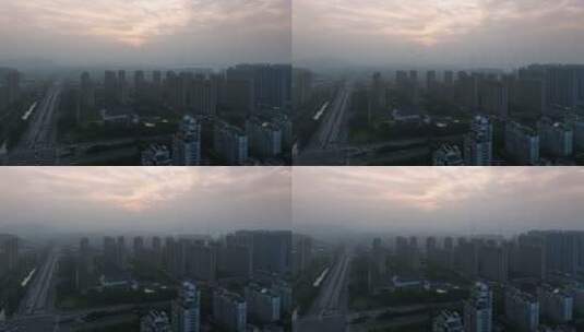 台州椒江城区日落景色高清在线视频素材下载