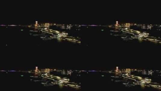 航拍湖北武汉武昌江滩高楼夜景高清在线视频素材下载