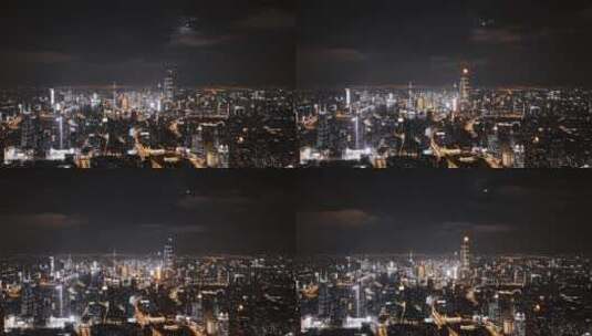 上海黑金夜景延时航拍高清在线视频素材下载