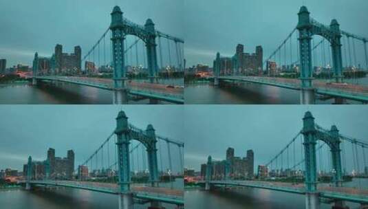 武汉古田桥，夜景平视环绕镜头高清在线视频素材下载