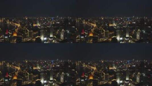 上海外滩黄浦区黄浦江东方明珠夜全景夜景4K高清在线视频素材下载
