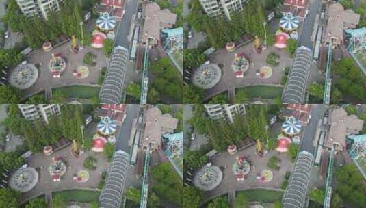 上海闵行区游乐园摩天轮虹梅路4K航拍高清在线视频素材下载