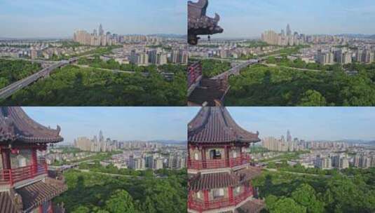 绍兴文笔塔与世茂天际中心城市建筑风光高清在线视频素材下载