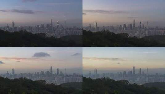 白云山山顶观广州夜转日城市风光日出延时高清在线视频素材下载