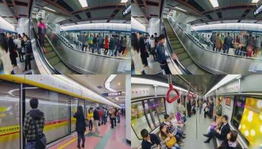 广州地铁人流高清在线视频素材下载