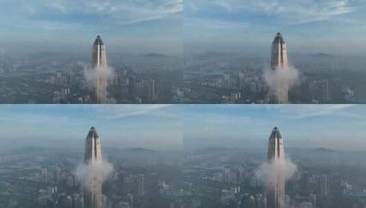 深圳平安金融中心旗形云高清在线视频素材下载