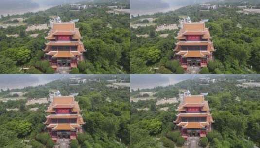 航拍湖北宜昌西陵峡妈祖庙高清在线视频素材下载