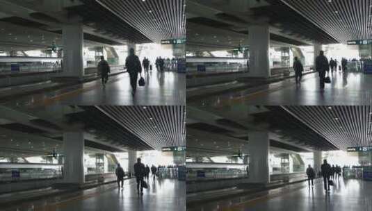 高铁站台的高铁与旅客高清在线视频素材下载