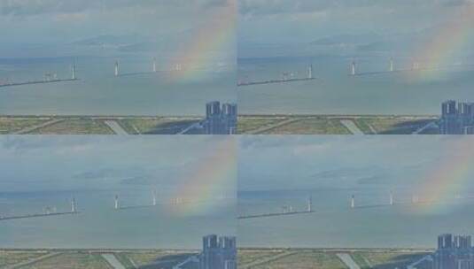 航拍天上彩虹高清在线视频素材下载