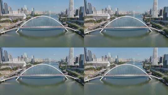 广州海心桥航拍高清在线视频素材下载