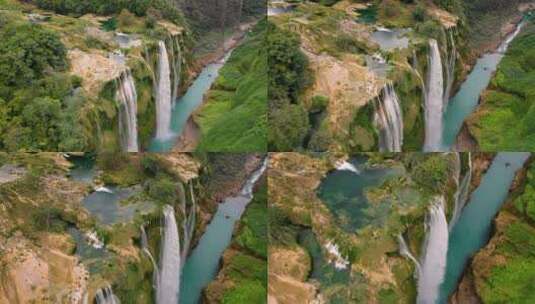 墨西哥圣路易斯波托西的塔穆尔瀑布景观高清在线视频素材下载