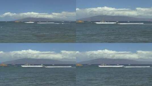 从毛伊岛看到的远处的拉奈岛高清在线视频素材下载