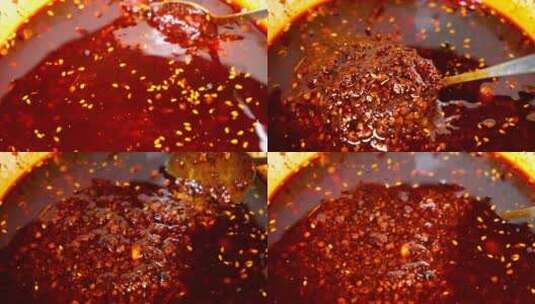 美食调料：川味油辣子海椒高清在线视频素材下载
