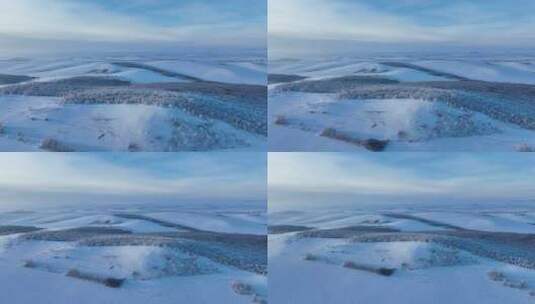 莫拐丘陵雪野雾凇夕阳 (3)高清在线视频素材下载