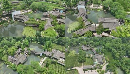 杭州西湖绿茶餐厅航拍高清在线视频素材下载