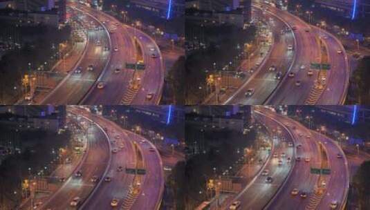 上海 延安高架 夜景 城市 车流高清在线视频素材下载