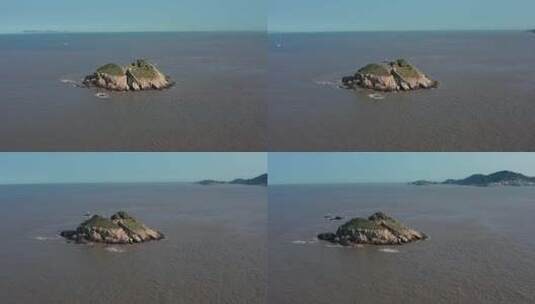 环绕拍摄嵊泗周边海中的小岛高清在线视频素材下载