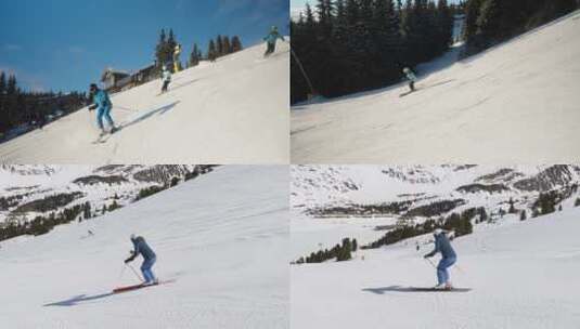 滑雪场滑雪高清在线视频素材下载