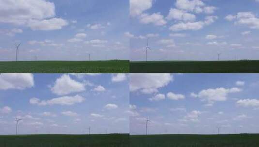 草原风力发电风吹草底草浪高清在线视频素材下载
